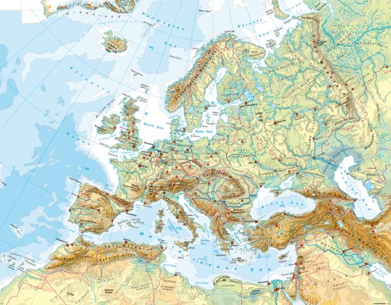 Europe - Physical map |  | Europe - Physical | Karte 27/2