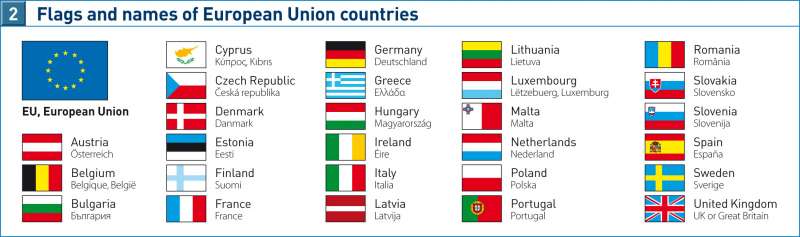 Flags and names of European Union countries |  | Europe - Countries | Karte 38/2