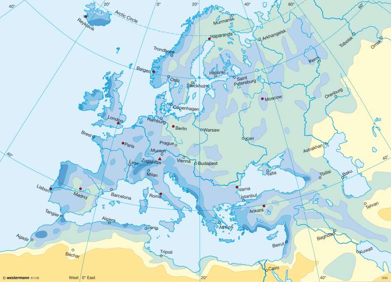 Precipitation (October — March) |  | Europe - Climate | Karte 45/3