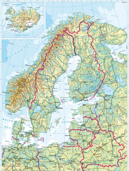 Northern Europe — Physical map |  | Northern Europe - Physical Map | Karte 60/1
