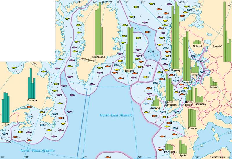 North Atlantic Ocean — Sea fishing |  | Northern Europe - Resources | Karte 62/2