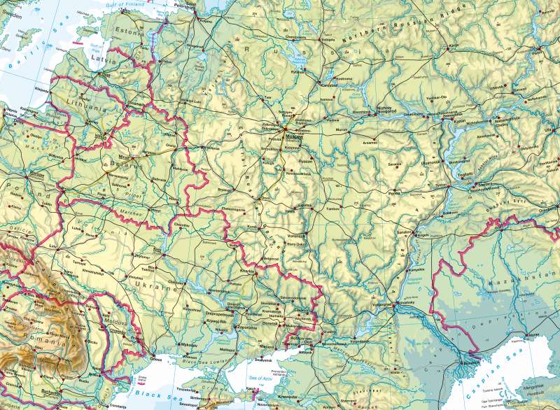 Eastern Europe — Physical map |  | Eastern Europe - Physical Map | Karte 82/1