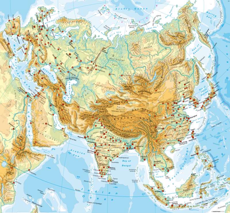Northern Eurasia Physical Map Diercke Weltatlas - Kartenansicht - Eurasia — Physical Map - -  978-3-14-100790-9 - 90 - 1 - 0