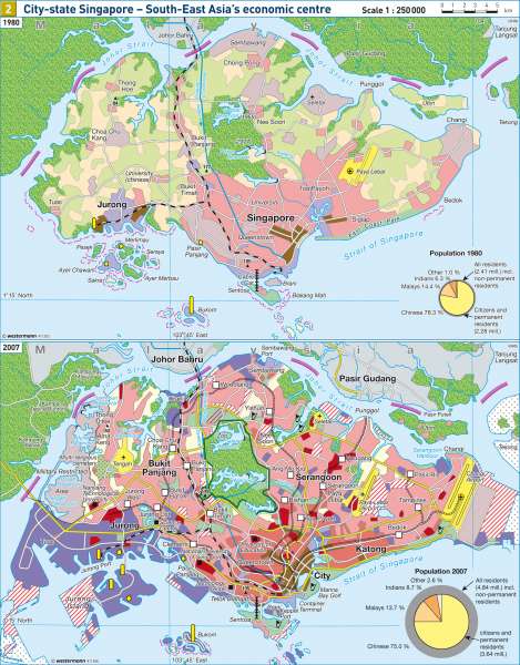 City-state Singapore — South-East-Asia's economic centre 1980/2007 |  | Asia - Economy/Global city Singapore | Karte 97/2