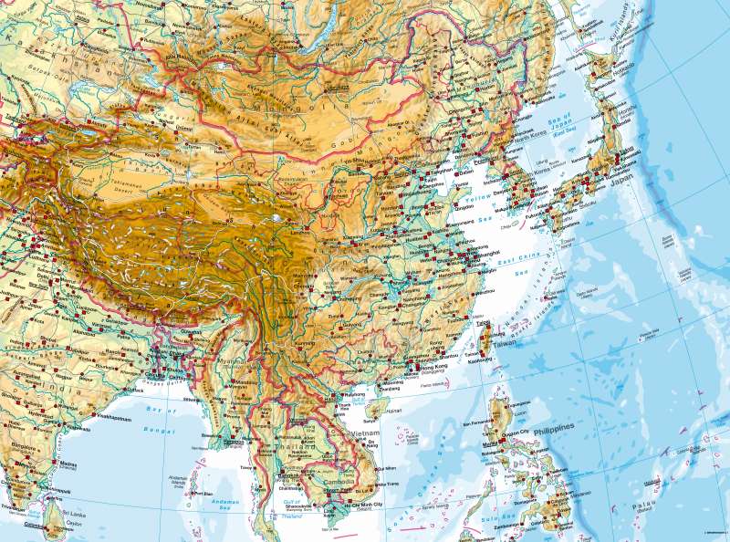 East Asia — Physical map |  | East Asia - Physical map | Karte 106/1