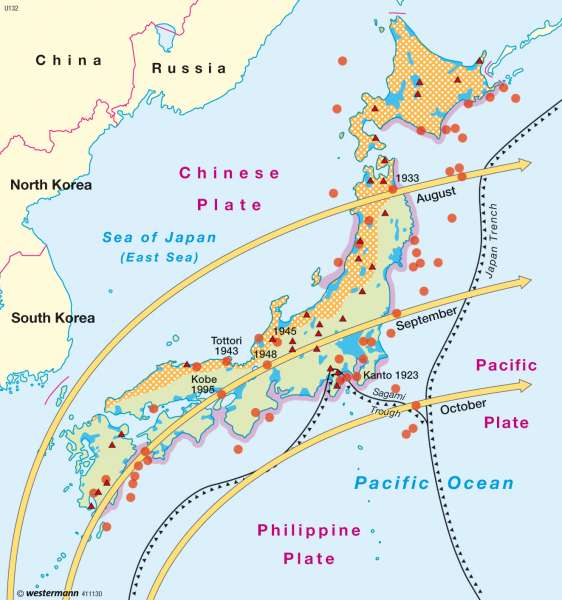Japan — Natural risks |  | China and Japan | Karte 110/4