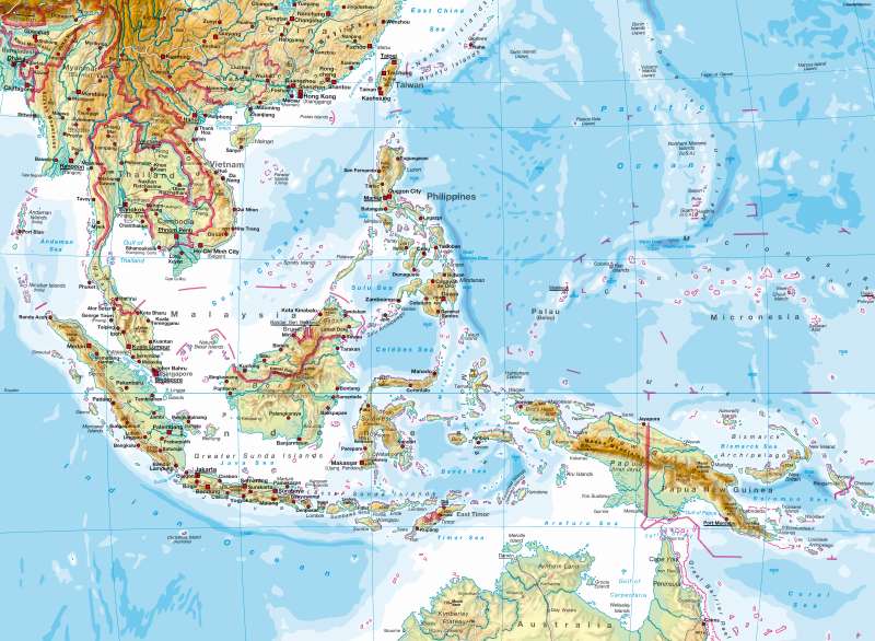 Diercke Weltatlas - Kartenansicht - South-East Asia — Physical Map - - 978-3-14-100790-9 - 112 - 1 - 0