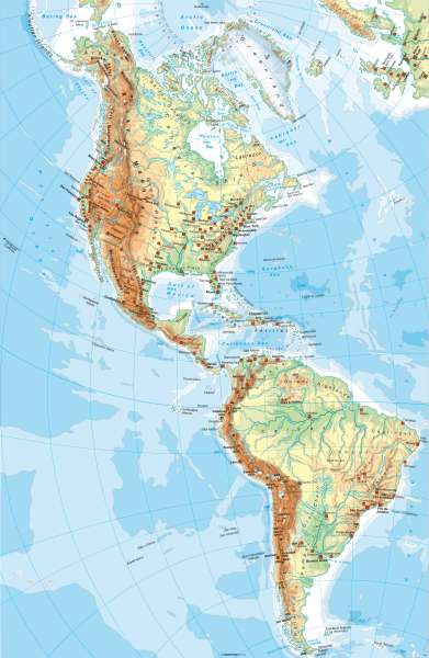 Physical map |  | The Americas - Physical | Karte 122/1