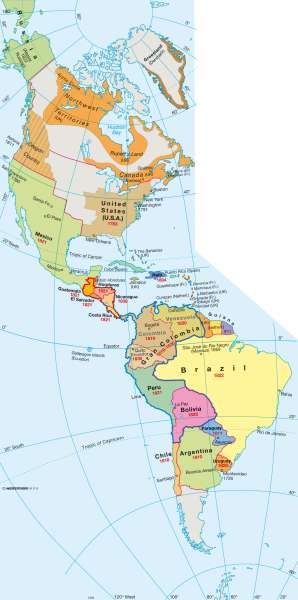 Nation building circa 1825 |  | The Americas - States and history | Karte 125/3
