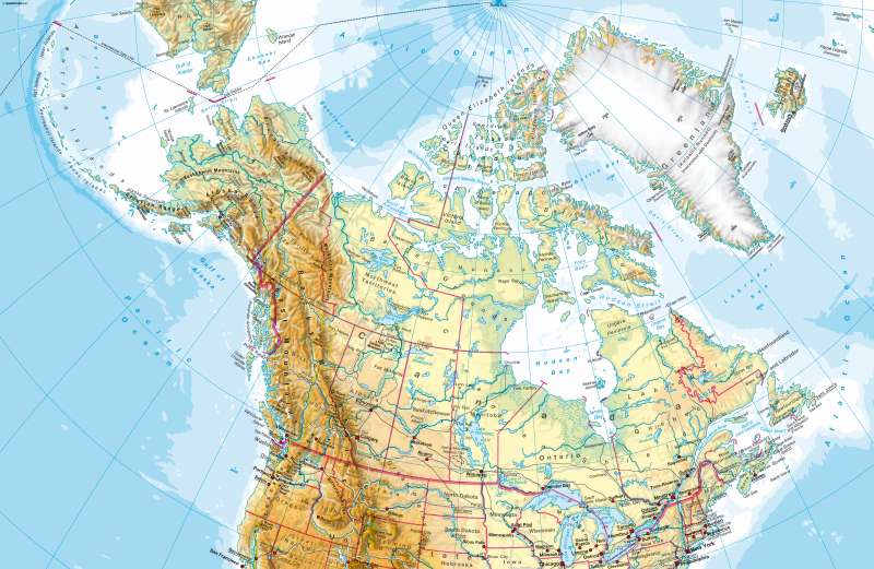 North America (northern part) — Physical map |  | North America (northern part) - Physical map | Karte 132/1