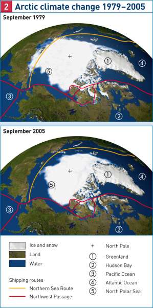 Arctic climate change 1979 — 2005 |  | North America (northern part) - Economy | Karte 134/2