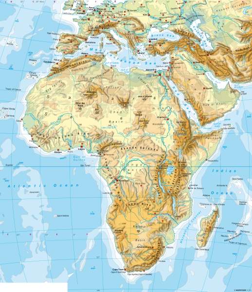 Africa — Physical map |  | Africa - Physical | Karte 153/4