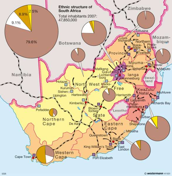 South Africa — Population 2007 |  | Africa - Countries and history | Karte 155/6
