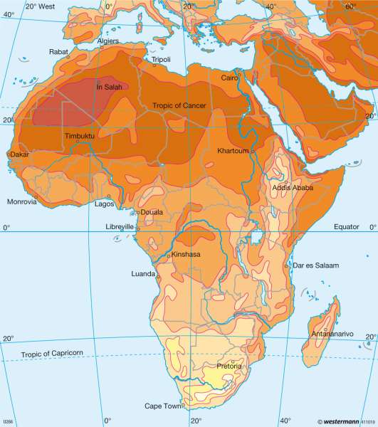 July temperature |  | Africa - Humid and wet-dry Tropics | Karte 156/4