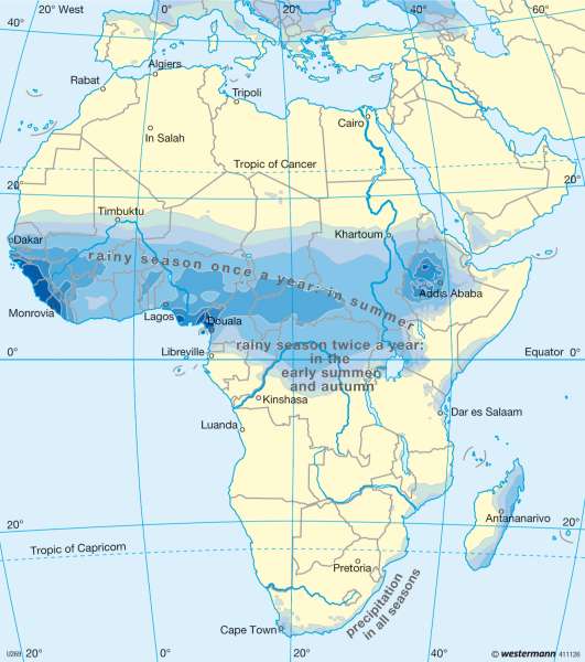 July precipitation |  | Africa - Humid and wet-dry Tropics | Karte 157/6
