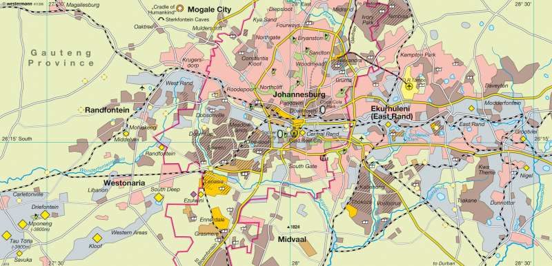 Johannesburg (South Africa) — Gold mining belt Witwatersrand |  | Africa - Economy | Karte 161/3