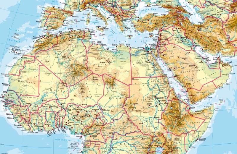 Northern Africa — Physical map |  | Northern Africa - Physical map | Karte 162/1