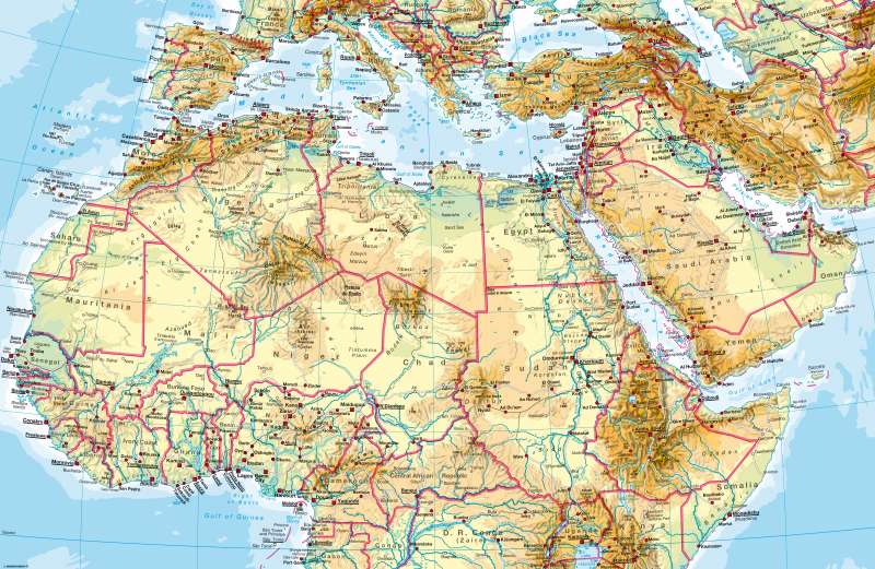 Physical Map Of Northern Africa Africa Map With Mountains World Map