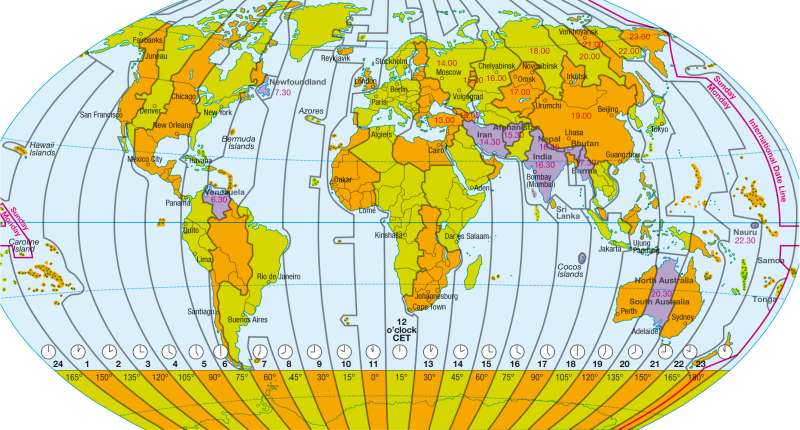 Time zones |  | The world - Tourism | Karte 197/3