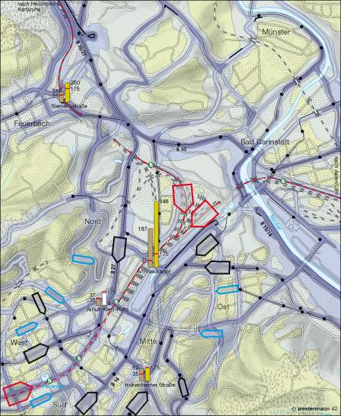 Stuttgart | Verkehrsbelastung | Industrieraum - Region Stuttgart | Karte 45/4
