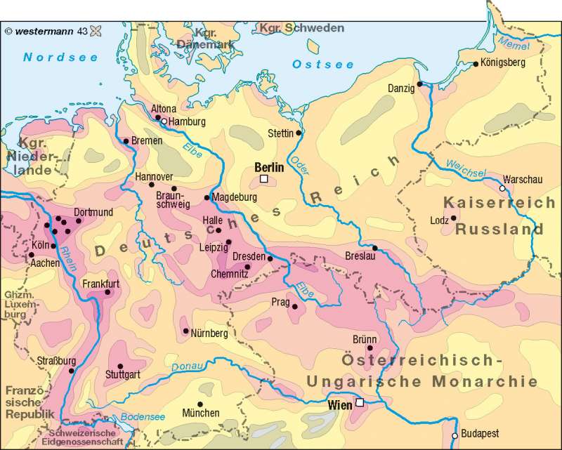 Bevölkerungsdichte 1900 | | Deutschland - Bevölkerungsdichte | Karte 74/2