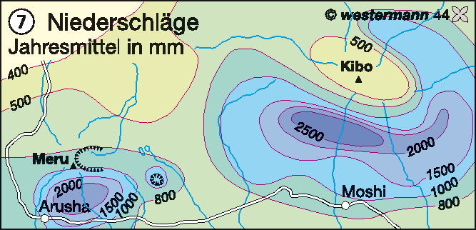 Niederschläge | Jahresmittel in mm | Afrika - Landwirtschaft/Desertifikation | Karte 135/7