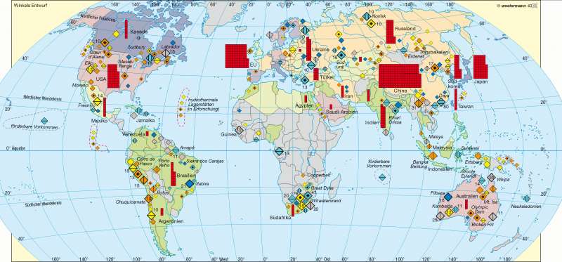 Diercke Weltatlas Kartenansicht Metallische Rohstoffe Rohstoffabhangigkeit 978 3 14 8 243 3 0
