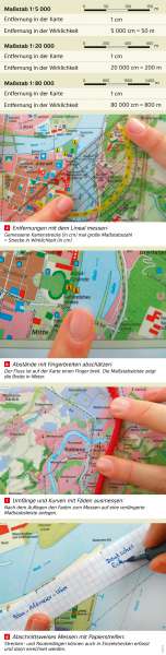 | Messen in Karten | Karte, Luftbild und Maßstab | Karte 13/4