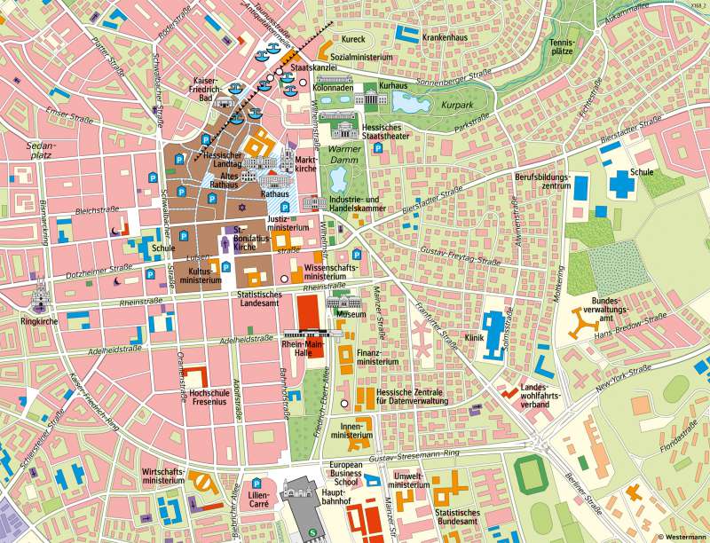 Wiesbaden | Kurstadt und Landeshauptstadt | Wiesbaden - Verwaltung und Raumplanung | Karte 29/3