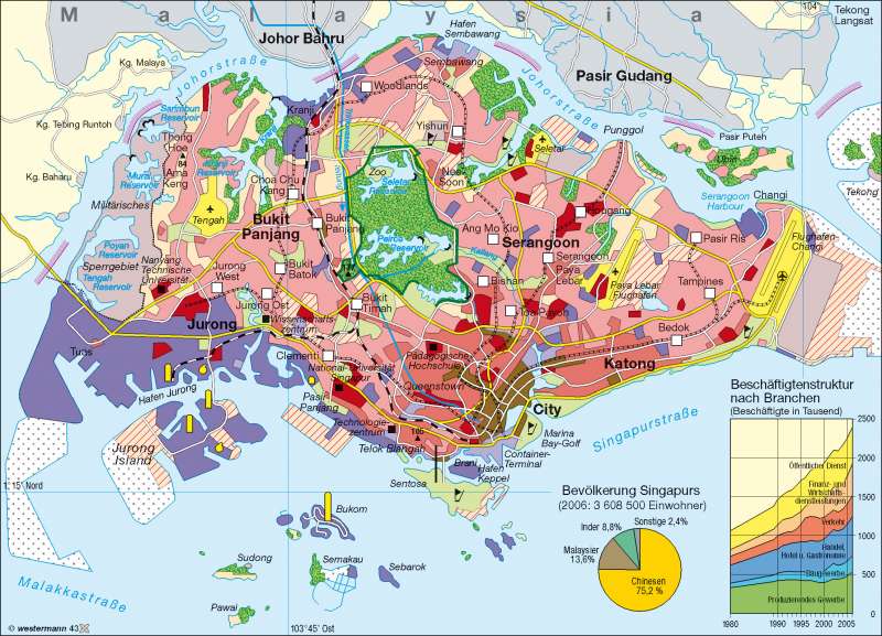 Stadtstaat Singapur | ein Wirtschaftszentrum Südostasiens | Singapur/Indonesien | Karte 123/3