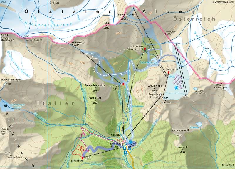Schnals | Schneesicherheit/Wintersaison | Südtirol – Wintertourismus | Karte 27/2