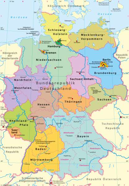 Deutschland Karte Mit Bundesländern | Landkarte
