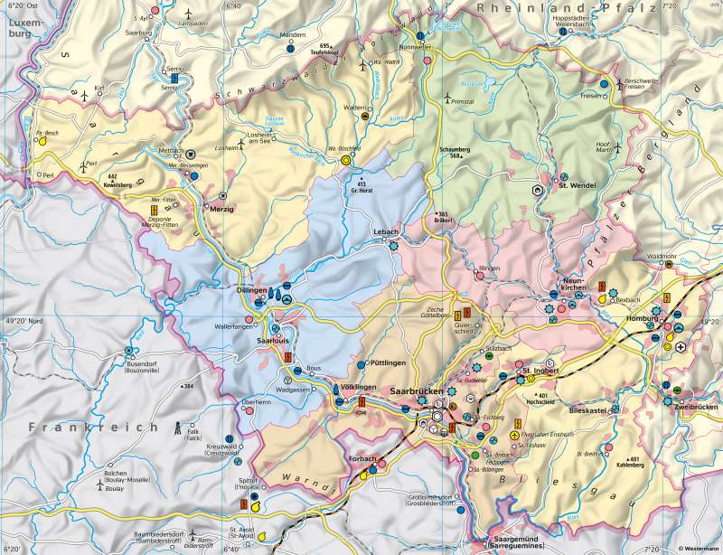 Saarland | Wirtschaft und Verkehr | Saarland - Wirtschaft und Verkehr | Karte 20/2