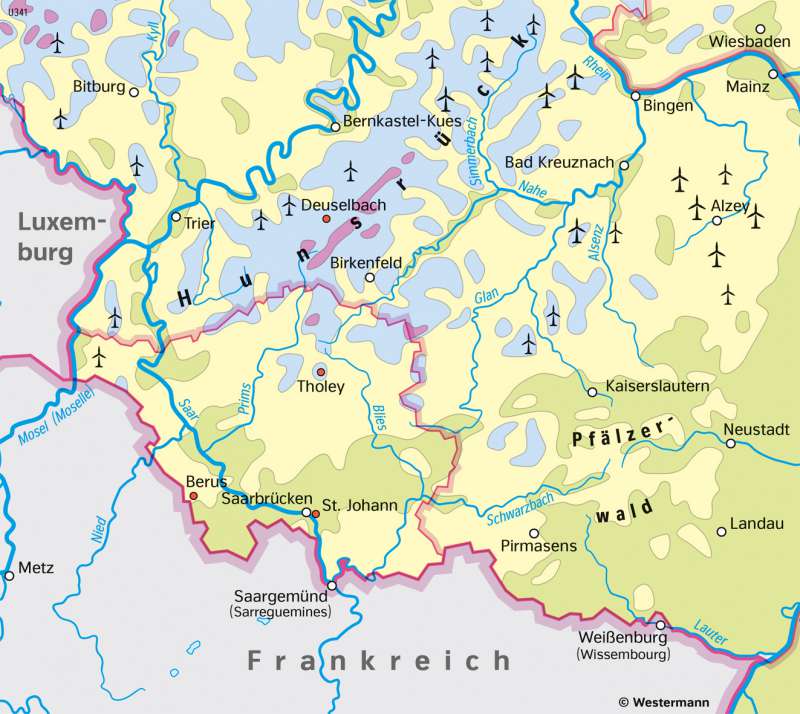 Saarland | Windverhältnisse und Windenergie | Saarland - Umwelt und Klima | Karte 17/5