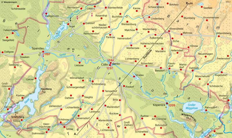 Diercke Weltatlas - Kartenansicht - Berliner Urstromtal - Besiedlung