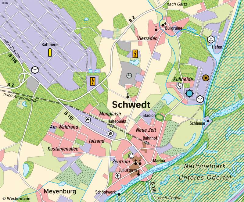 Schwedt/Oder | Wirtschaft | Brandenburg und Berlin - Wirtschaft | Karte 21/2