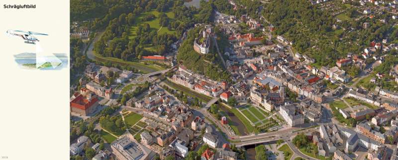 Greiz | Schrägluftbild | Greiz - Vom Bild zur Karte und Kartentypen | Karte 6/1