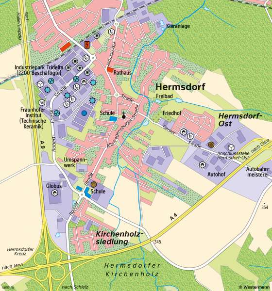Hermsdorf | Wirtschaftsstandort am Autobahnkreuz | Thüringen - Wirtschaft | Karte 19/3