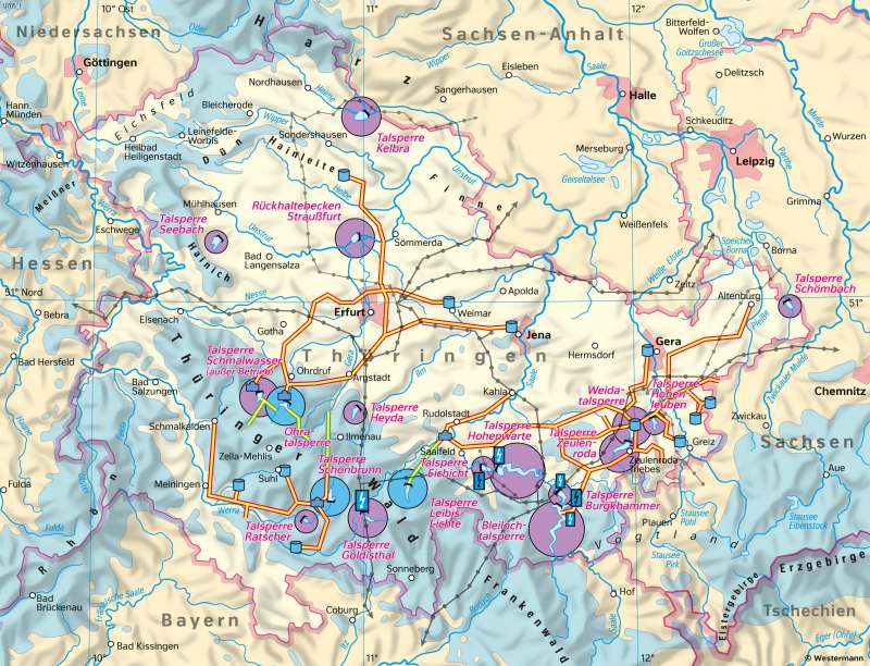 Thüringen | Wasser- und Energiewirtschaft | Thüringen - Umwelt und Energie | Karte 25/3