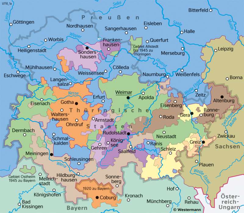 | Thüringische Staaten 1871–1918 | Thüringen - Geschichte und Verwaltung | Karte 26/1