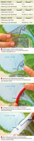 | Messen in Karten | Karte, Luftbild und Maßstab | Karte 12/3
