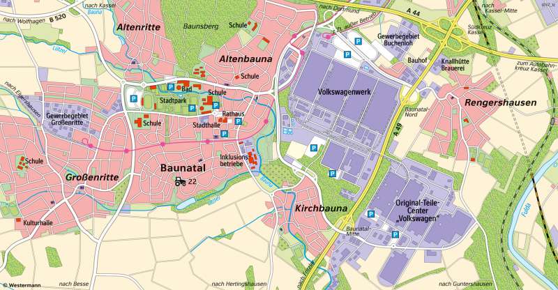 Baunatal | Strukturwandel durch Industrieansiedlung | Baunatal - Wirtschaft und Strukturwandel | Karte 21/2