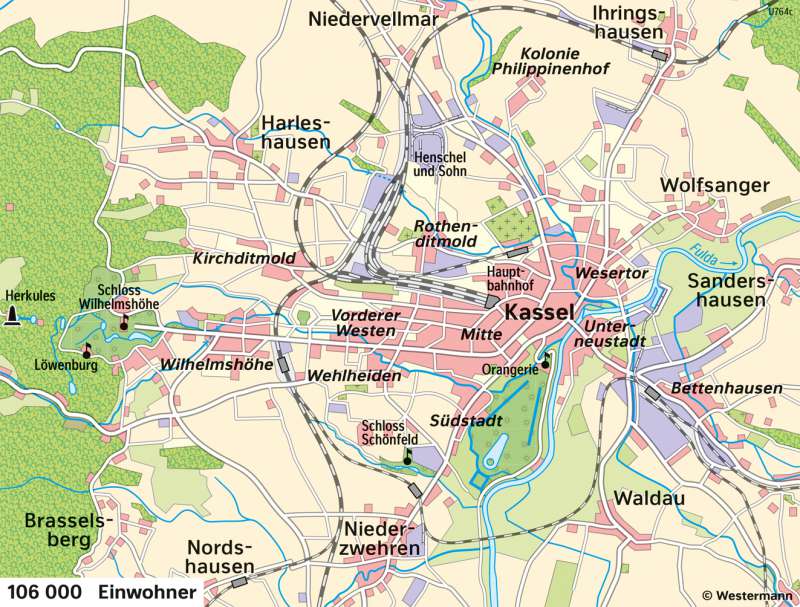 Kassel | Entwicklung von der Residenzstadt zur Großstadt | Kassel - Territorialentwicklung und Stadtwachstum | Karte 27/5