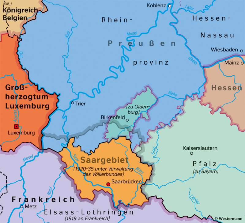 Saargebiet | Völkerbundmandat 1920–1935 | Saarland und Umgebung - Territorialgeschichte | Karte 27/5