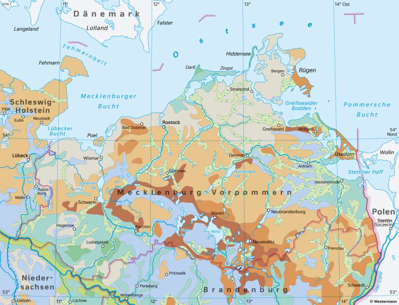 Mecklenburg-Vorpommern | Böden | Mecklenburg-Vorpommern - Klima und Landwirtschaft | Karte 17/7