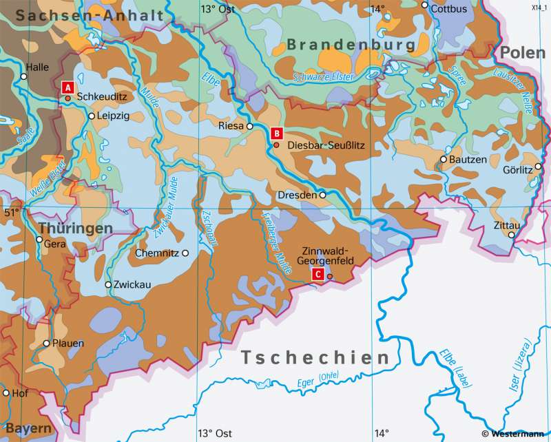 Sachsen | Böden | Sachsen - Naturfaktoren und Landwirtschaft | Karte 16/4