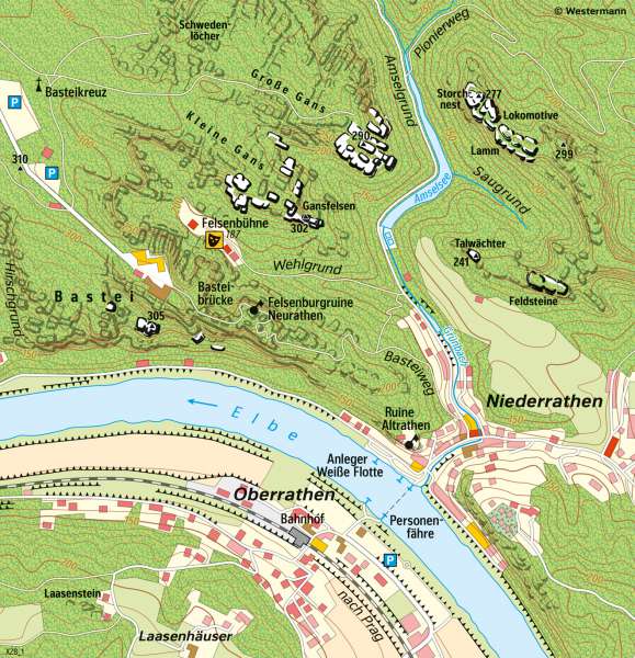 Rathen | Kurort, Erholung | Sachsen - Tourismus | Karte 22/3