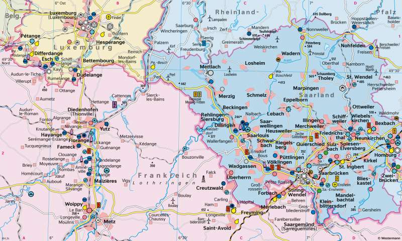 Saarland/Lothringen/Luxemburg (Saar-Lor-Lux) | Dienstleistungsregion 2018 | Saar-Lor-Lux - Strukturwandel | Karte 23/2