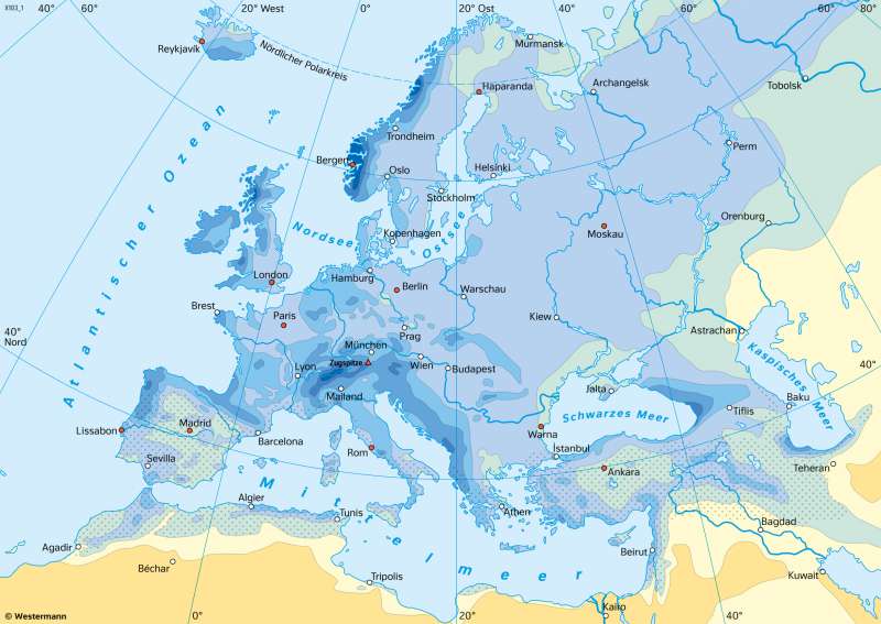Europa | Niederschläge im Jahr | Europa - Klima | Karte 75/4