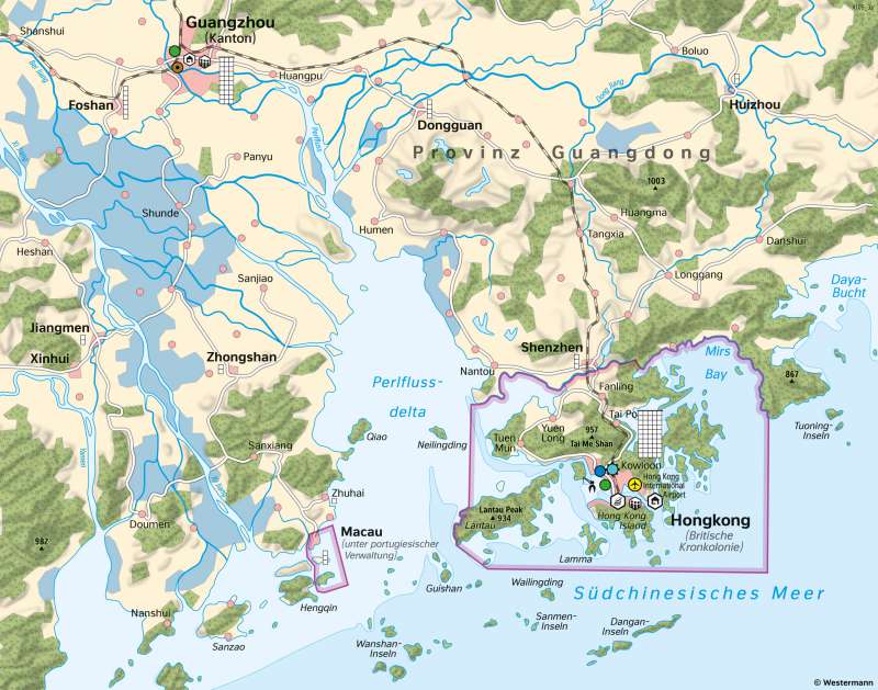 Perlflussdelta (Südost-China) | Verstädterung und Wirtschaftswachstum | Asien - Verstädterung | Karte 106/1